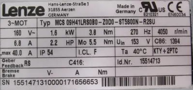 NEW LENZE MCS09H41LRS0B0-Z0D0-ST5S00N-R2SU SERVO MOTOR GST052SVBR09HC41