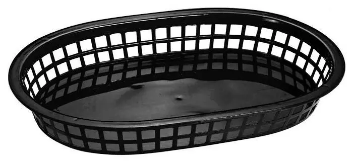 10″ x 7″ Plastic Oval Fast Food Serving Basket – Black -12 per case