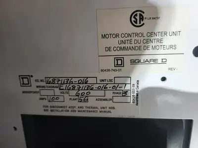 USED SQUARE D MODEL 6