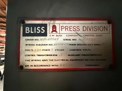 Used BLISS C-110 O.B.I. Presses California US | Heavy Wall Consulting #1376919