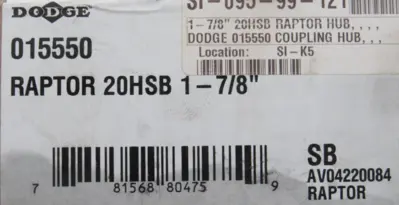 NEW DODGE 015550 RAPTOR HUB 20HSB 1-7/8"