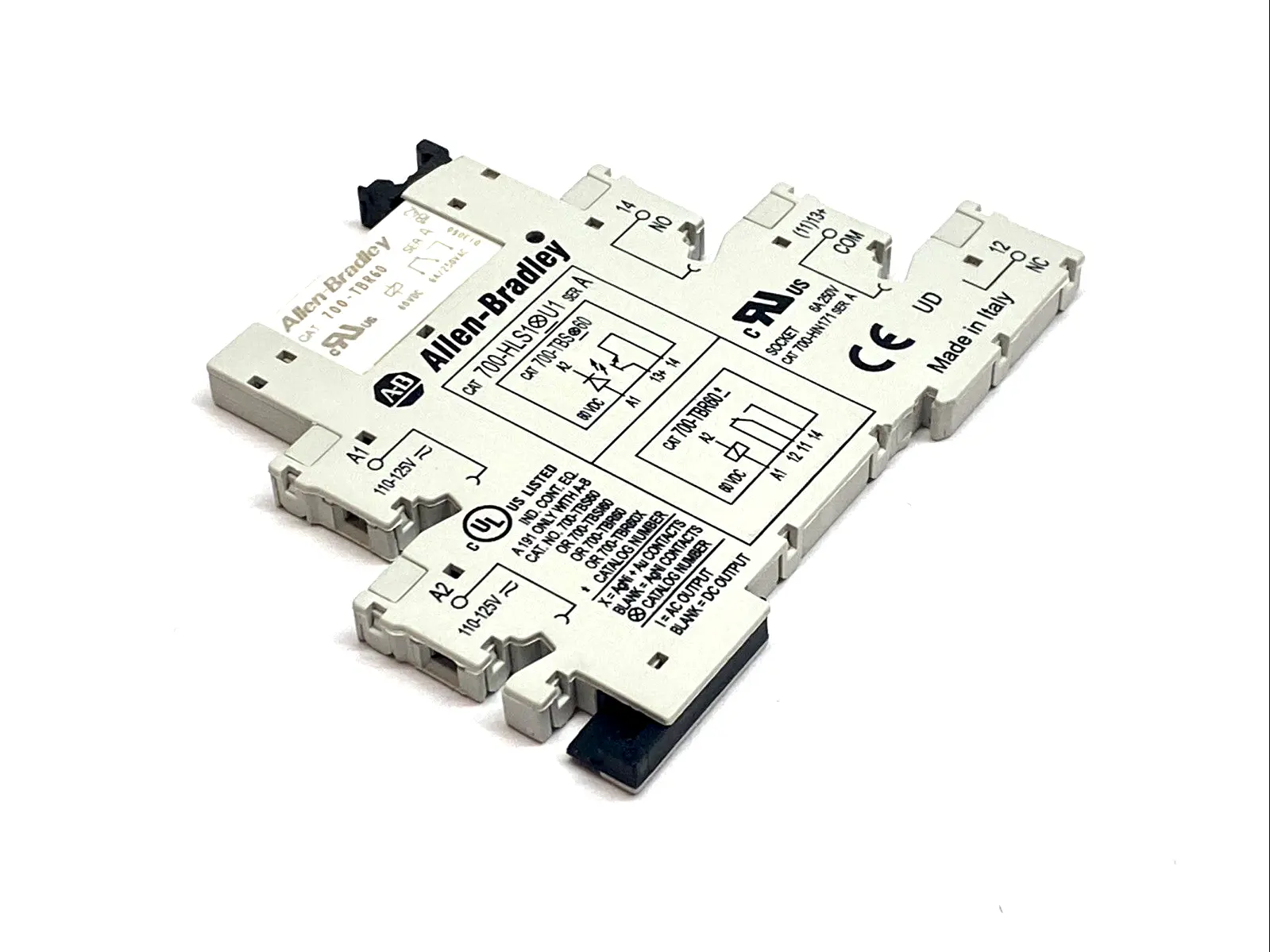 USED ALLEN-BRADLEY RELAY W/ 700-TBR60 BASE 1NO 2A 110/125VAC/DC