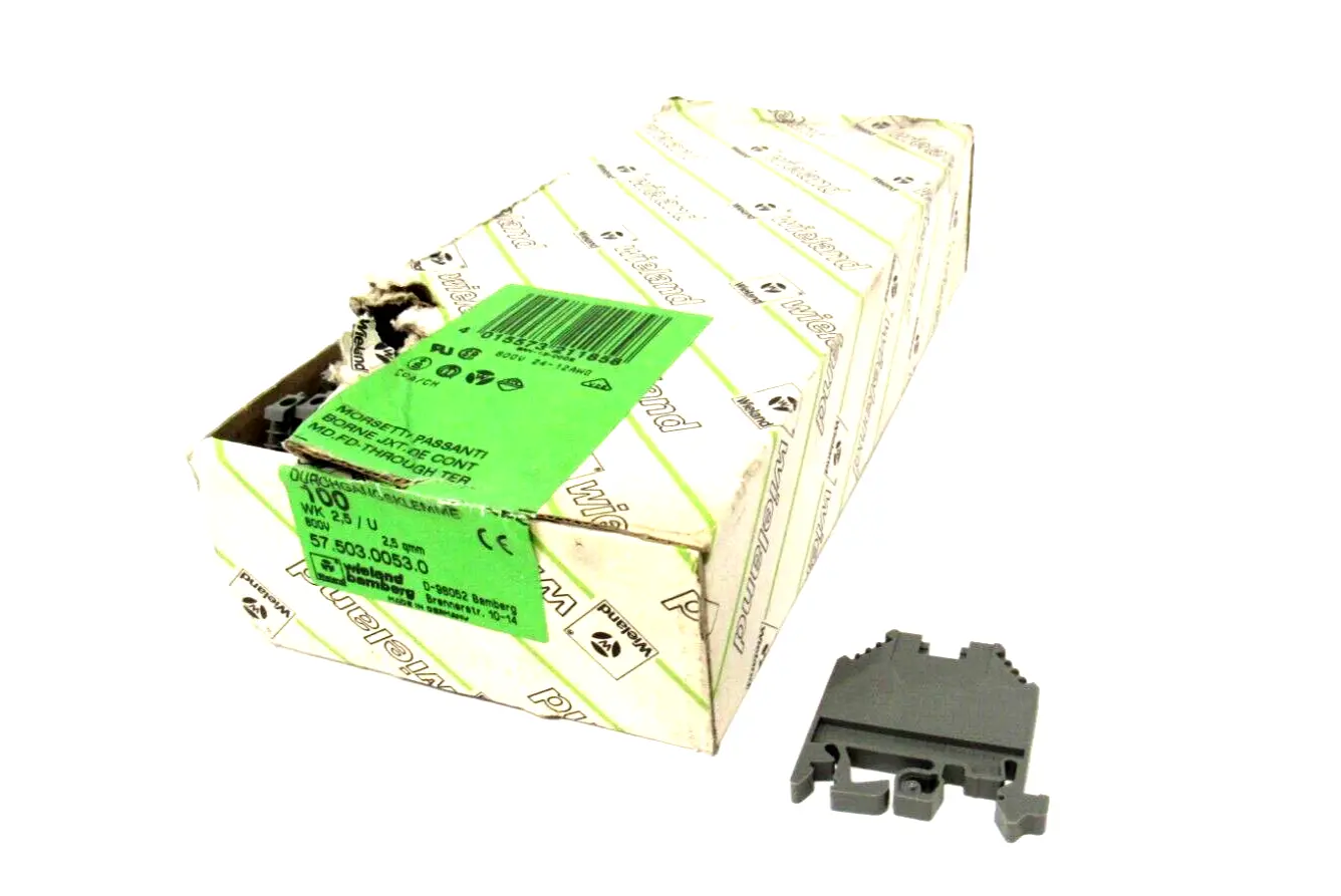 BOX OF 100 NEW WIELAND WK2.5/U TERMINAL BLOCKS 57.503.0053.0 WK25U