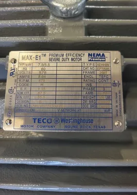 NEW TECO WESTINGHOUSE 7.5 HP