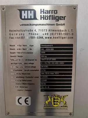 Harro Hofliger model Omnicontrol 6 capsule checkweigher