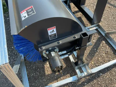 New JCT 72” Hydraulic Broom Skid Steer Attachment, Universal Quick Attach, Manual Angle, approx. 66”...