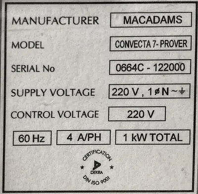 USED MACADAMS CONVECTA7 AND CONVECTA7-PROVER