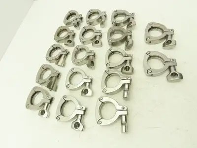 13MHHS-1-304 3 Segment Sanitary Clamp 1" to 1.5" Pipe W 2.1" Flange Lot of 17