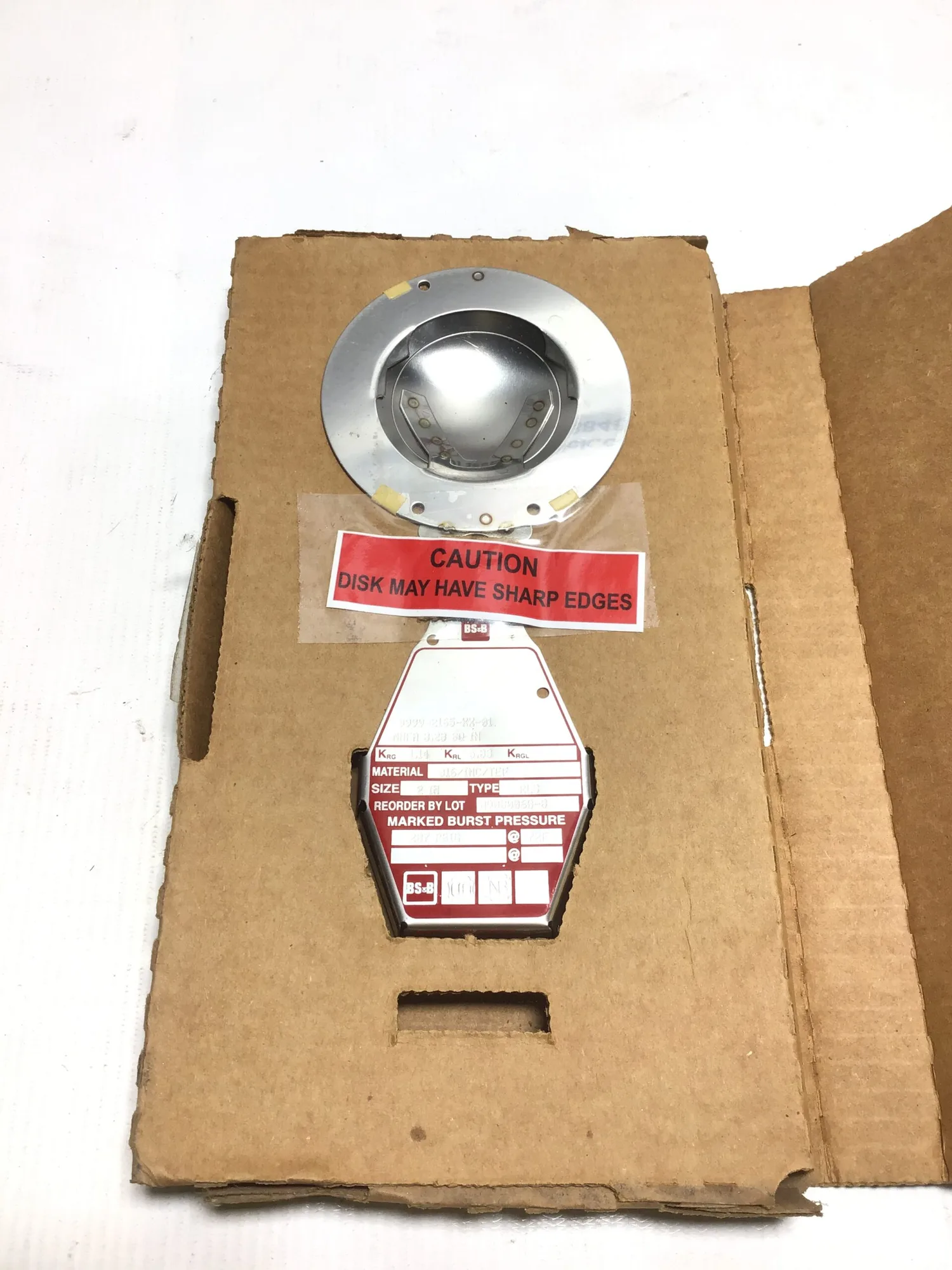 BS&B 9999-2165-XX-01 Safety Systems Rupture Disk 2″ Type RLS 287 PSIG