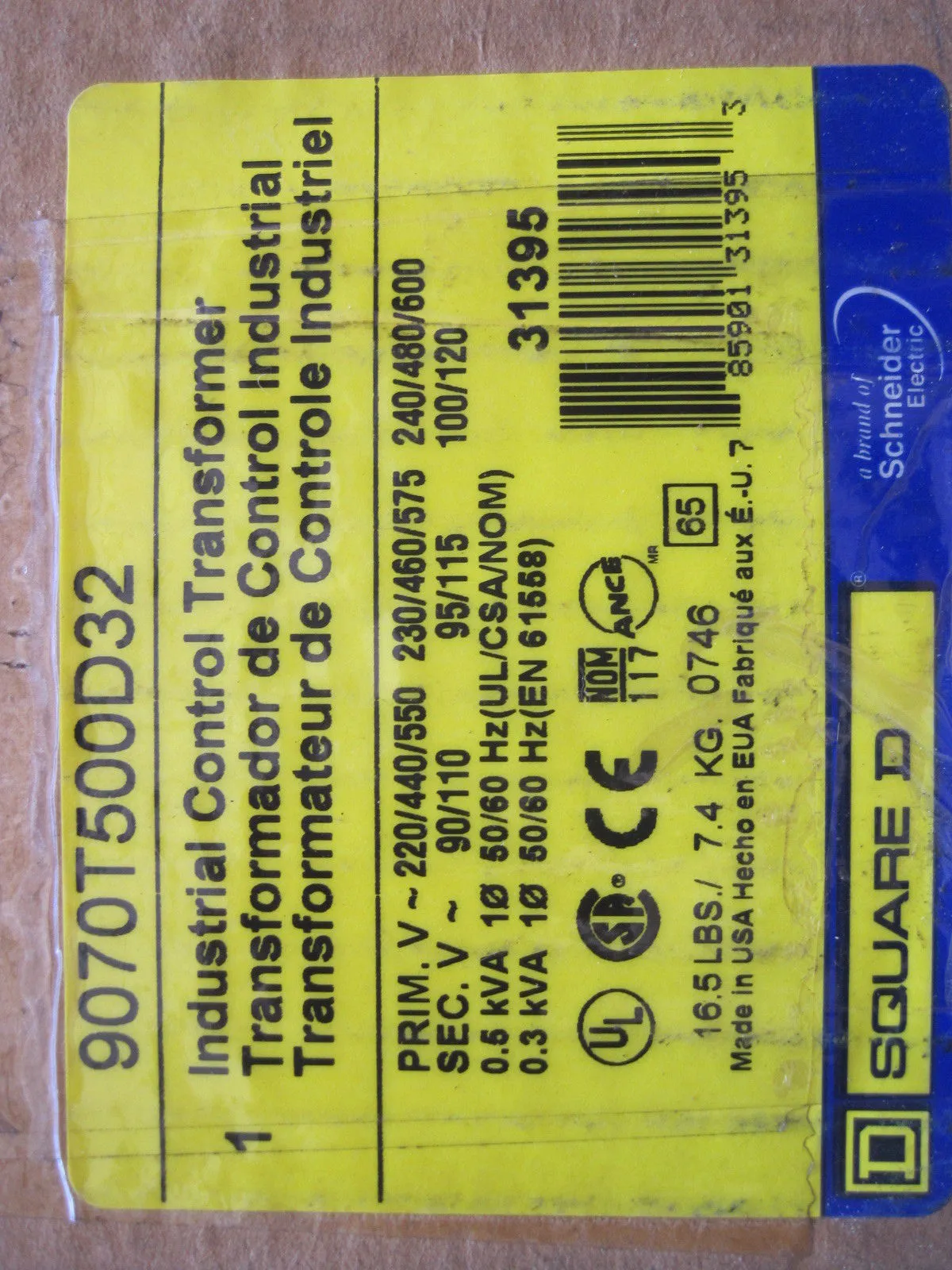 NEW SQUARE D 9070T500D32 TRANSFORMER 9070-T500D32
