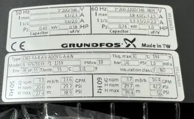 NEW GRUNDFOS F0130-05-001-39 COOLANT PUMP KIT CM 3-3 A-R-A-V-AQQV G-A-A-N