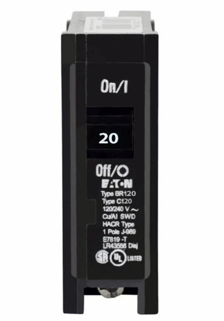 Eaton BR120 Thermal Magnetic Circuit Breaker, Type BR, 20A, 1-Pole, 120/240V [New]