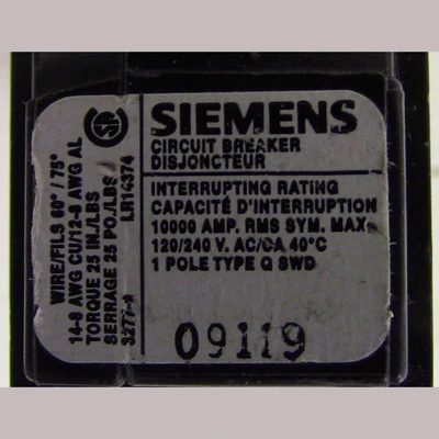 Siemens 1 Pole 20 Amp Push-in Breaker