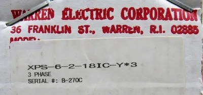 NEW WARREN ELECTRIC XPS-6-2-18IC-Y HEATER 220-240V XPS6218ICY3 5040-6000 WATTS
