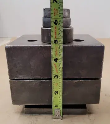 2IN BORING BAR HOLDER: HEIGHT 6-1/2”, WIDTH 4”, LENGTH 5-3/8”, BORE 2”