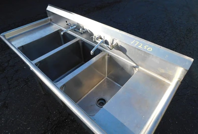 USED SS SINK 3 BAY SINK