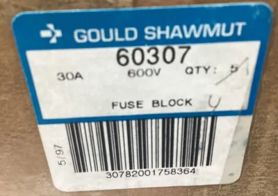 Gould 60307 Shawmut 2 Pole Fuse Holder 600V 30A Class H/K Fuses 4D-27