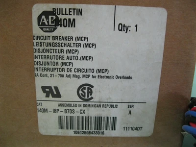 Allen-Bradley 140M-I8P-B70S-CX Ser A 3-Pole 7 Amp Circuit Breaker NEW A19