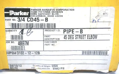 8 NEW PARKER 3/4 CD45-B STREET ELBOWS 34CD45B