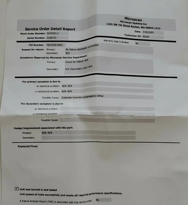 USED Microscan 0109733