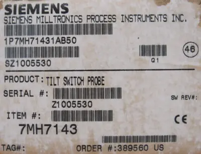 NEW SIEMENS 7MH7143 TILT SWITCH 7MH71431AB50