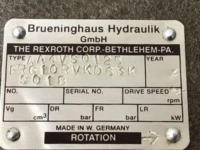 USED BRUENINGHAUS HYDRAULIK AA4VS0125FRG10RVKD63KS018