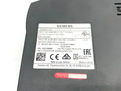 USED SIEMENS SINAMICS V20 VARIABLE FREQUENCY DRIVE 380-480V 3 AC
