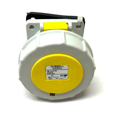 Used Hubbell Heavy Duty Female Pin & Sleeve Receptacle 2-Pole 3-Wire YELLOW Electrical Fittings Michigan US | Maverick Industrial Sales #1401509