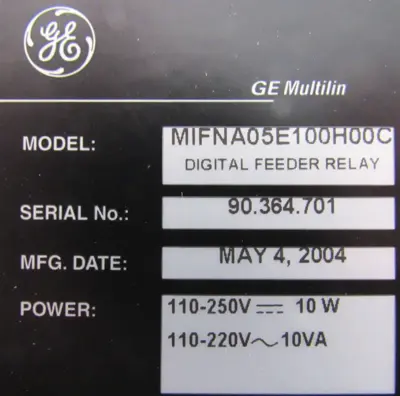 NEW GE MIFNA05E100H00C FEEDER RELAY