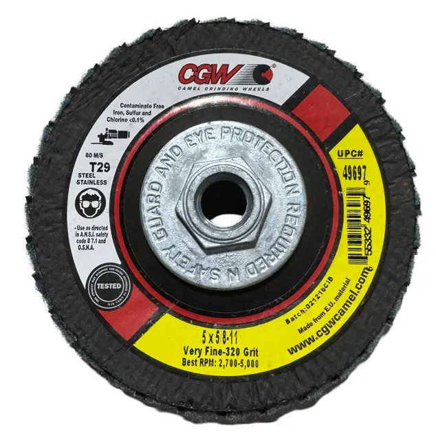 CGW 5" x 5/8-11 Interleaf Flap Discs T29  Very Fine 320 Grit AO 10 Pack