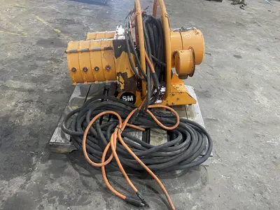 53 TON (107,500 LBS) BUSHMAN MODEL #MT420 TELESCOPING MAGNETIC SPREADER LIFTING BEAM  W/ OHIO MAGNETICS DIESEL GENERATOR: STOCK #20420