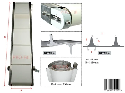 White Cleated Flat Bed for Incline Conveyor Belt - Food Grade