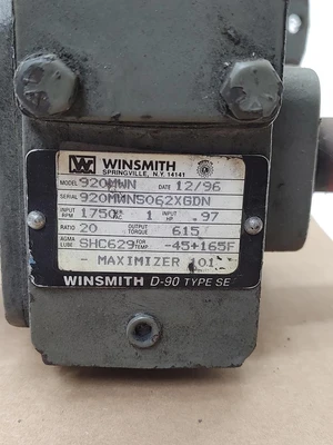Dayton 90VDC 1HP WINSMITH 920 Gear Box 20:1 TESTED