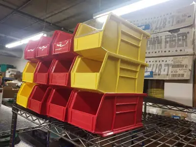 Set of 12 Plastic Storage Bins with Removable Clear Lids