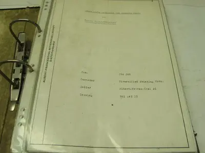 Albert Frankenthal Folder Superstructure Spare Parts Catalogue & Assembly Hints