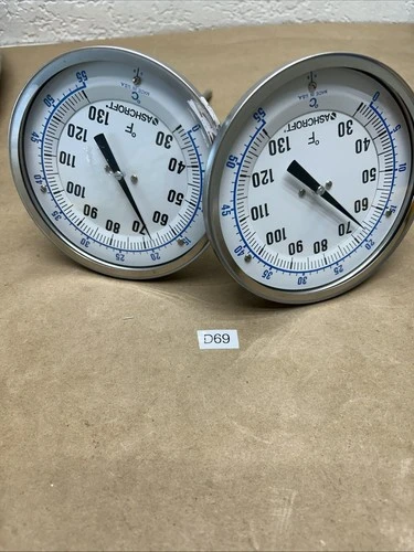 (2) ASHCROFT 5” BIMETAL THERMOMETER 5" STEM 30-130F 0-55C NNB + Warranty