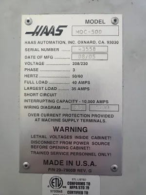 2005 HAAS MDC-500 Vertical Machining Centers | Ditter Industries Inc. (8)