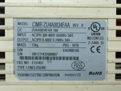 Used YASKAWA CIMRZU4A0034FAA Variable Speed Drives Ohio US | HGR 24 #879745