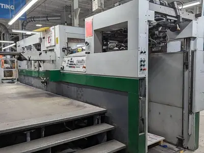 USED 1993 BOBST SP 103-ER DIE CUTTER WITH BLANKING