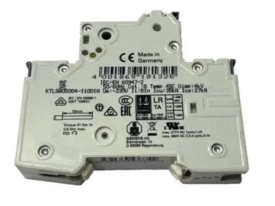 USED SIEMENS MINIATURE CIRCUIT BREAKER 1-POLE 230/400V 2A