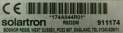 USED SOLARTRON 911174 MK2 INTERFACE CONTROLLER RS232IM