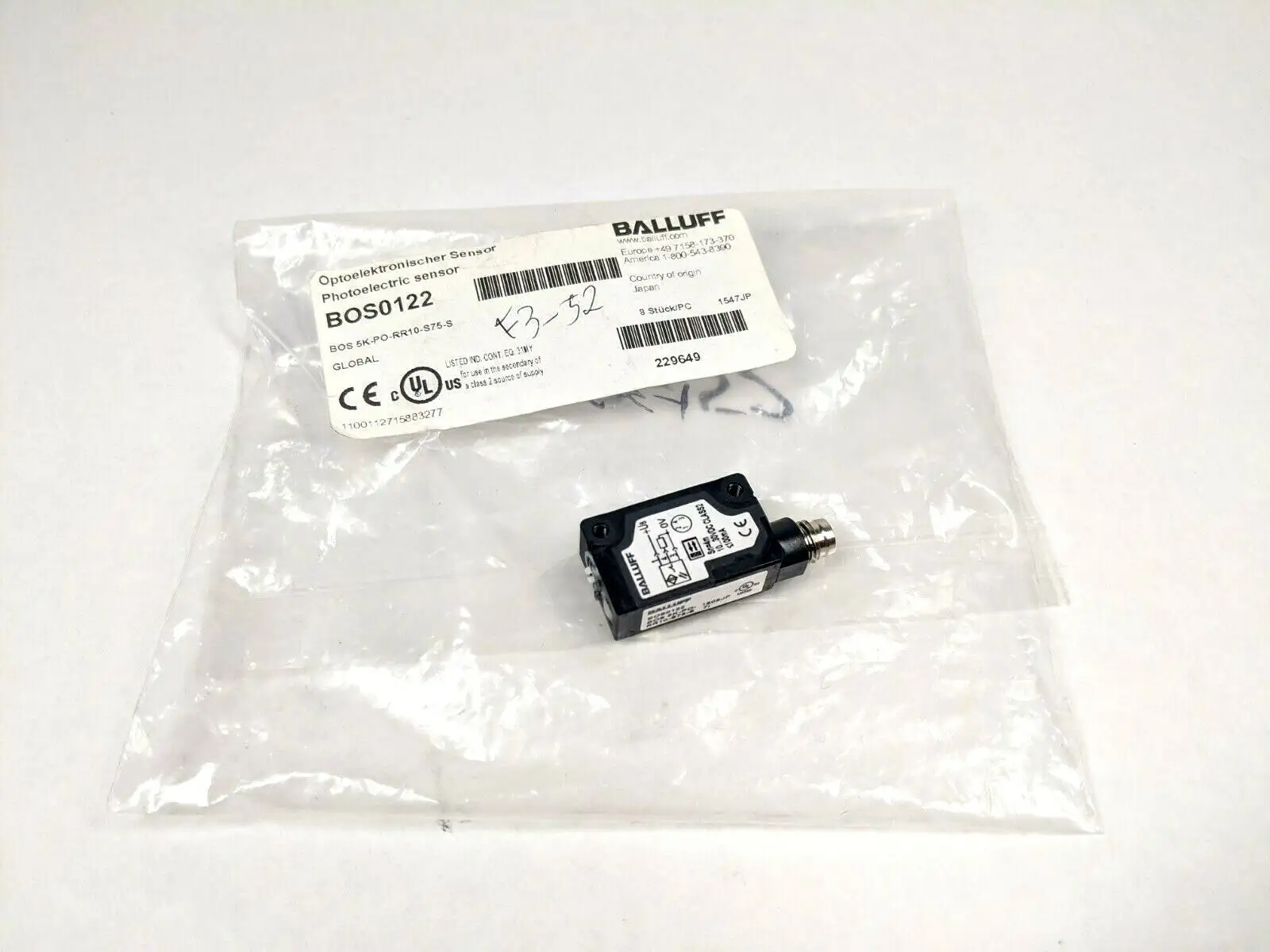New | in-Stock Balluff BOS0122,BOS 5K-PO-RR10-S75-S Photoelectric Sensors Michigan US | Maverick Industrial Sales #1397567