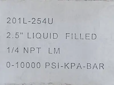 2-1/2" Liquid Filled Pressure Gauge, 1000 PSI, 1/4" NPT , 201L-254U