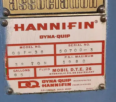 USED 1978 HANNIFIN OGF-38