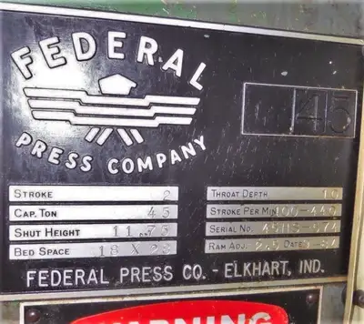 USED 1984 FEDERAL FEDERAL 45 PRESS