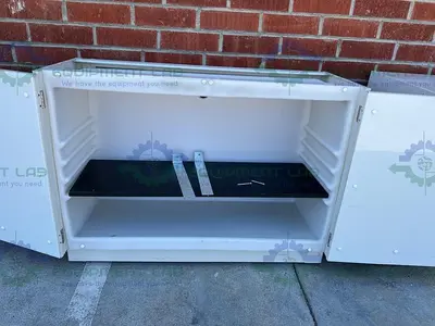 USED MOTT FLAMMABLE STORAGE CABINET 48" X 22" X 35" W/ MOTT ACID CABINET 18"X35"X48"