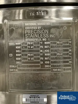 USED Precision 125 Liter Integrated Biosystems Cryovessel, 316L S/S, 50/65#