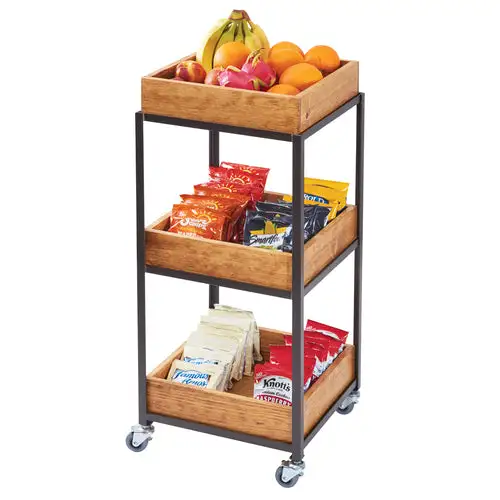 Cal-Mil 3921-84 3 Tier Merchandiser Cart, 14 3/4" x 14 3/4" x 35", Bronze
