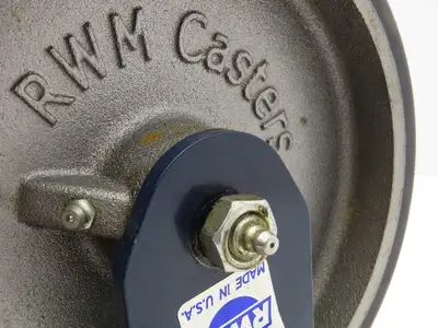 RWM Kingpinless 2-75 Rigid Plate 8"x2" Dual Caster Wheel Urethane on Iron 3000Lb