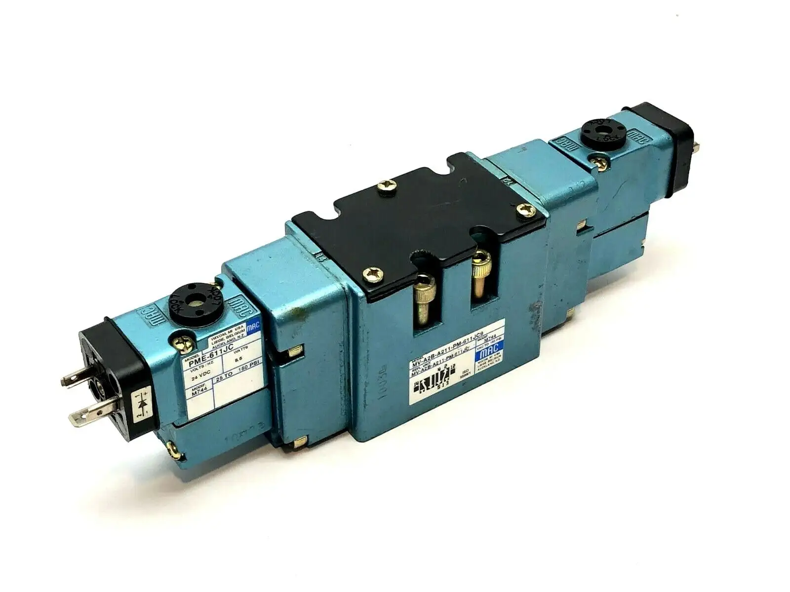 Solenoid Pilot Operated Valve | MAC Valves MV-A2B-A211-PM-611JC9  w/ Solenoids - Used
